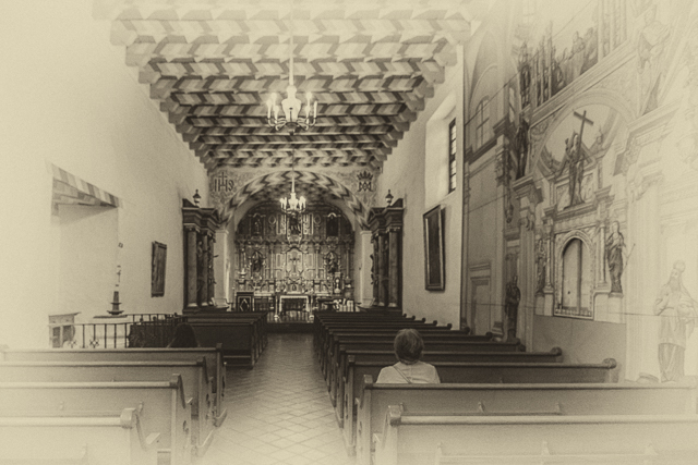 The interior of Mission Dolores.