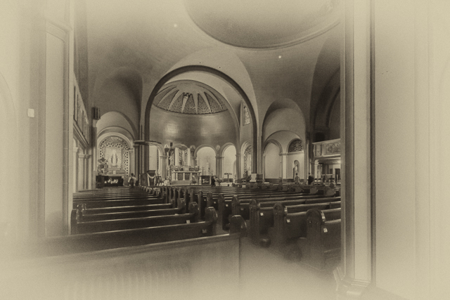 The interior of Mission Dolores Basilica.